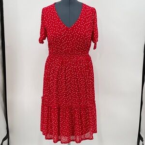 SIREN LILY WOMENS SIZE L Red Polka Dot Dress Lined